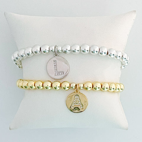 Cheryl Gold Disc Initial Bracelet