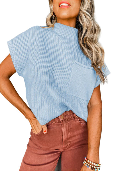 Patch Pocket Short Sleeve Sweater