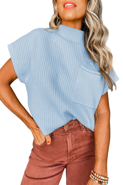 Patch Pocket Short Sleeve Sweater