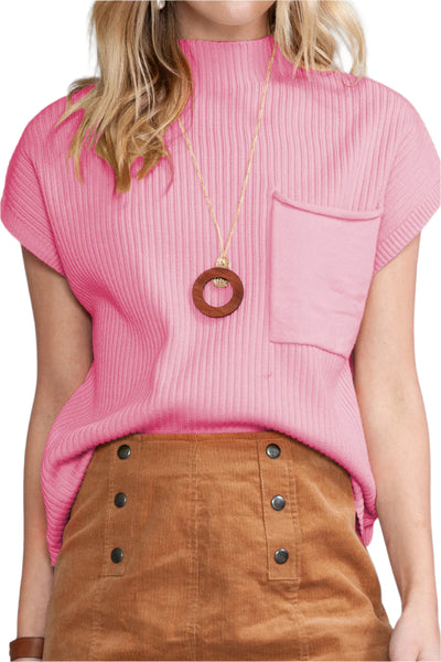 Patch Pocket Short Sleeve Sweater