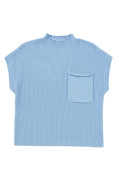 Patch Pocket Short Sleeve Sweater