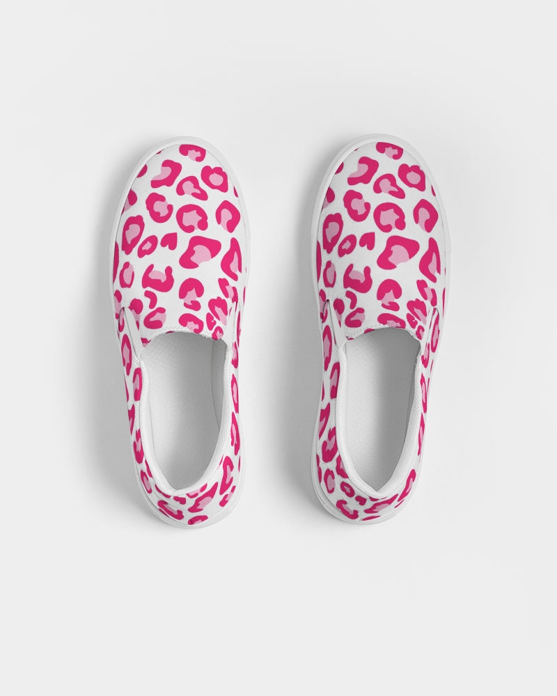 Preppy Leopard Women's Slip-On Canvas Shoe (pink on white) – Belle